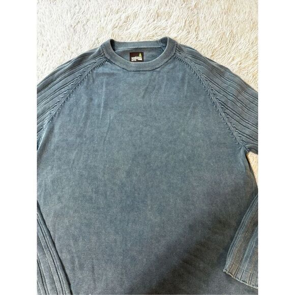 Weekends off men crew neck raglan sapphire ribbed sweatshirt L - Picture 3 of 7